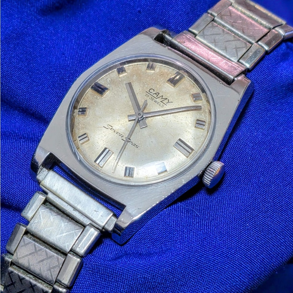 Camy vintage Swiss manual wind "Seven Seas" men's watch 1960s era